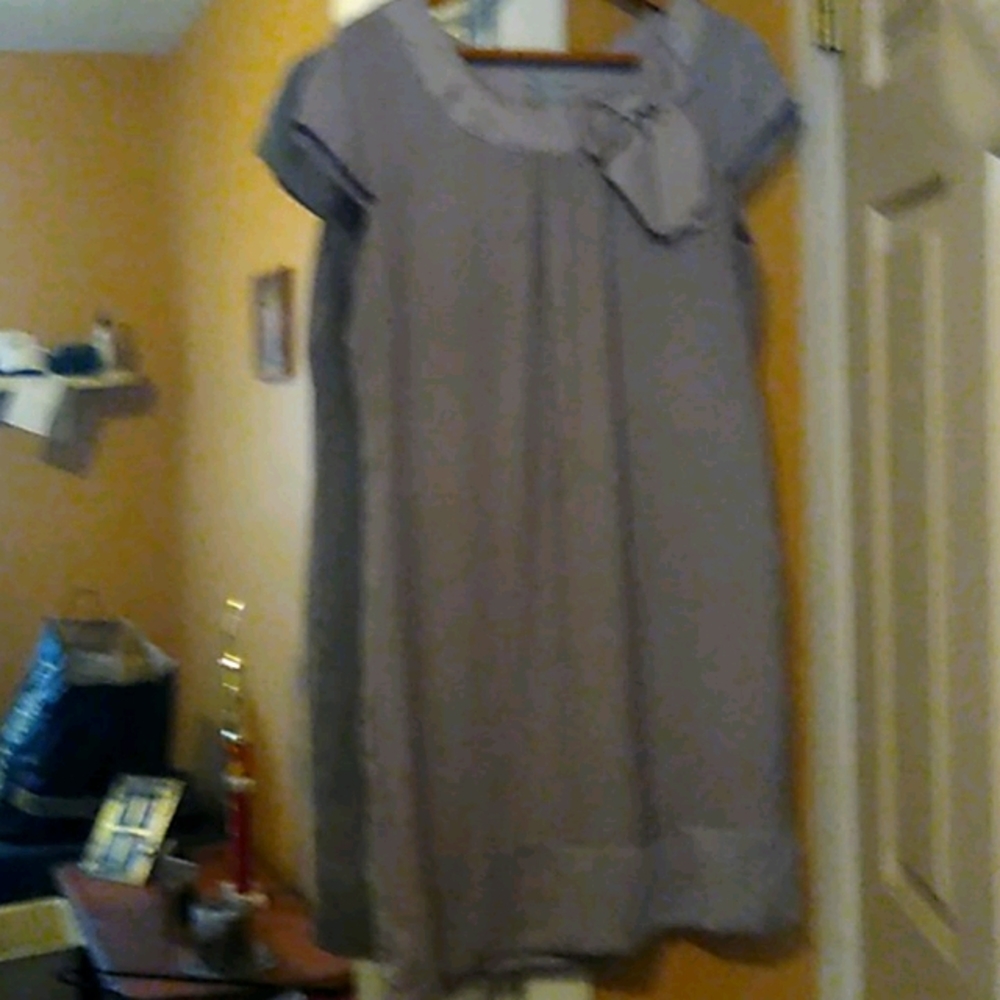 Beige Satin Trim Dress